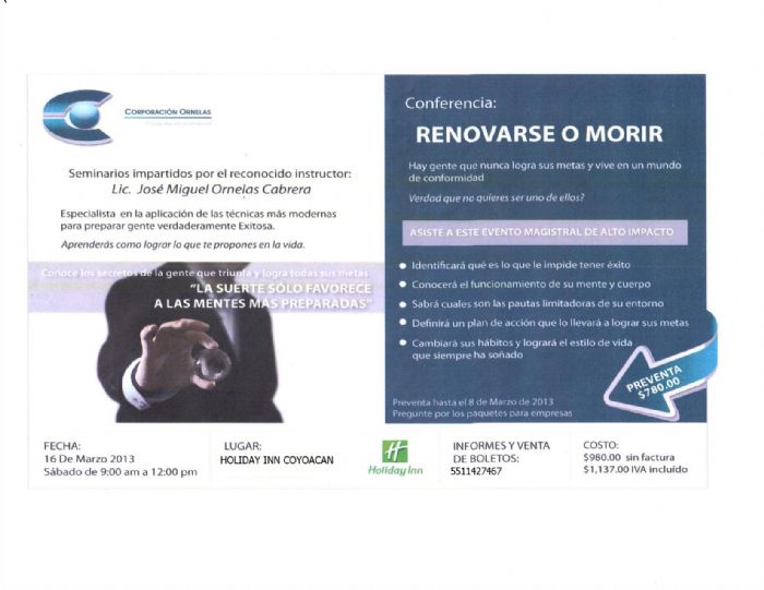 CONFERENCIA "RENOVARSE O MORIR"